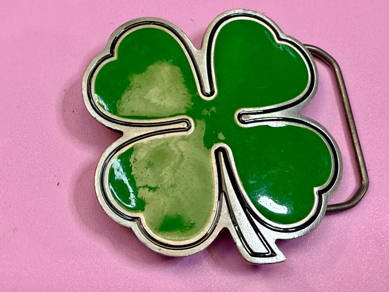 Lucky Four Leaf Clover Fine Pewter 2001 Great American Products Belt Buckle
