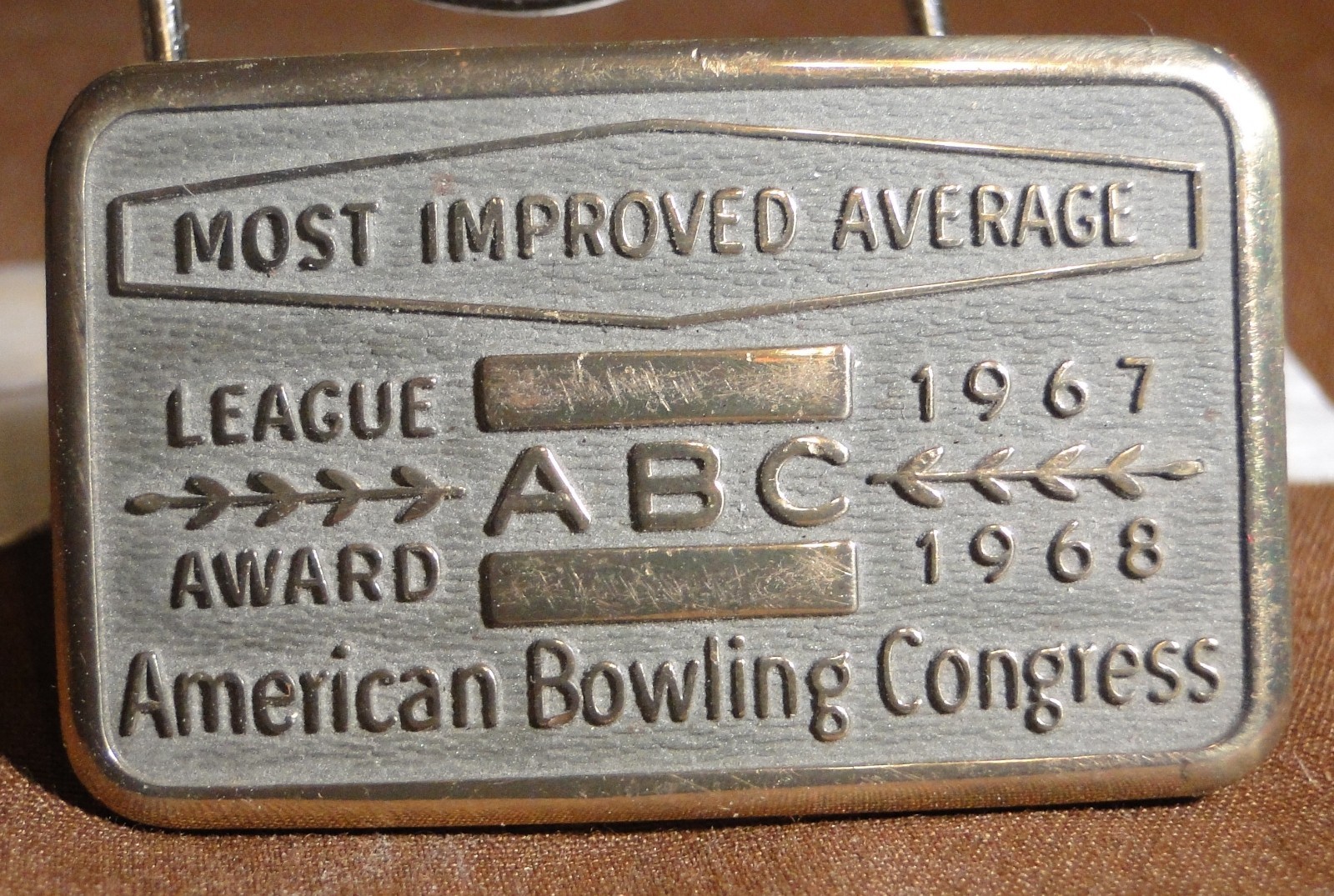 Belt Buckle – Most Improved Average – League Award 1967-1968 – American Bowling