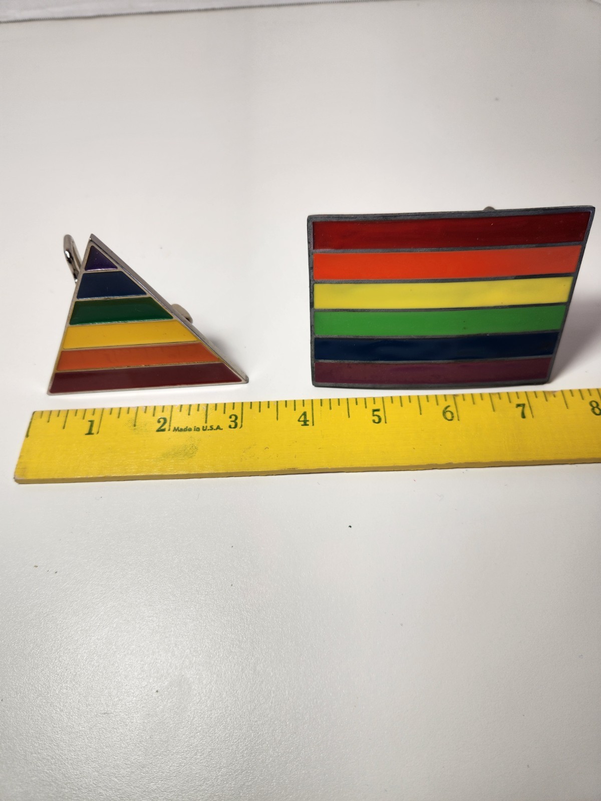 Great American Products Lot of 2 Rainbow Pride Striped Enamel Belt Buckles LGBTQ