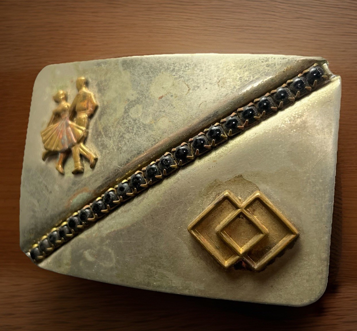 Vintage Rockmount Denver Nickel Silver Western Belt Buckle Dancing Couple