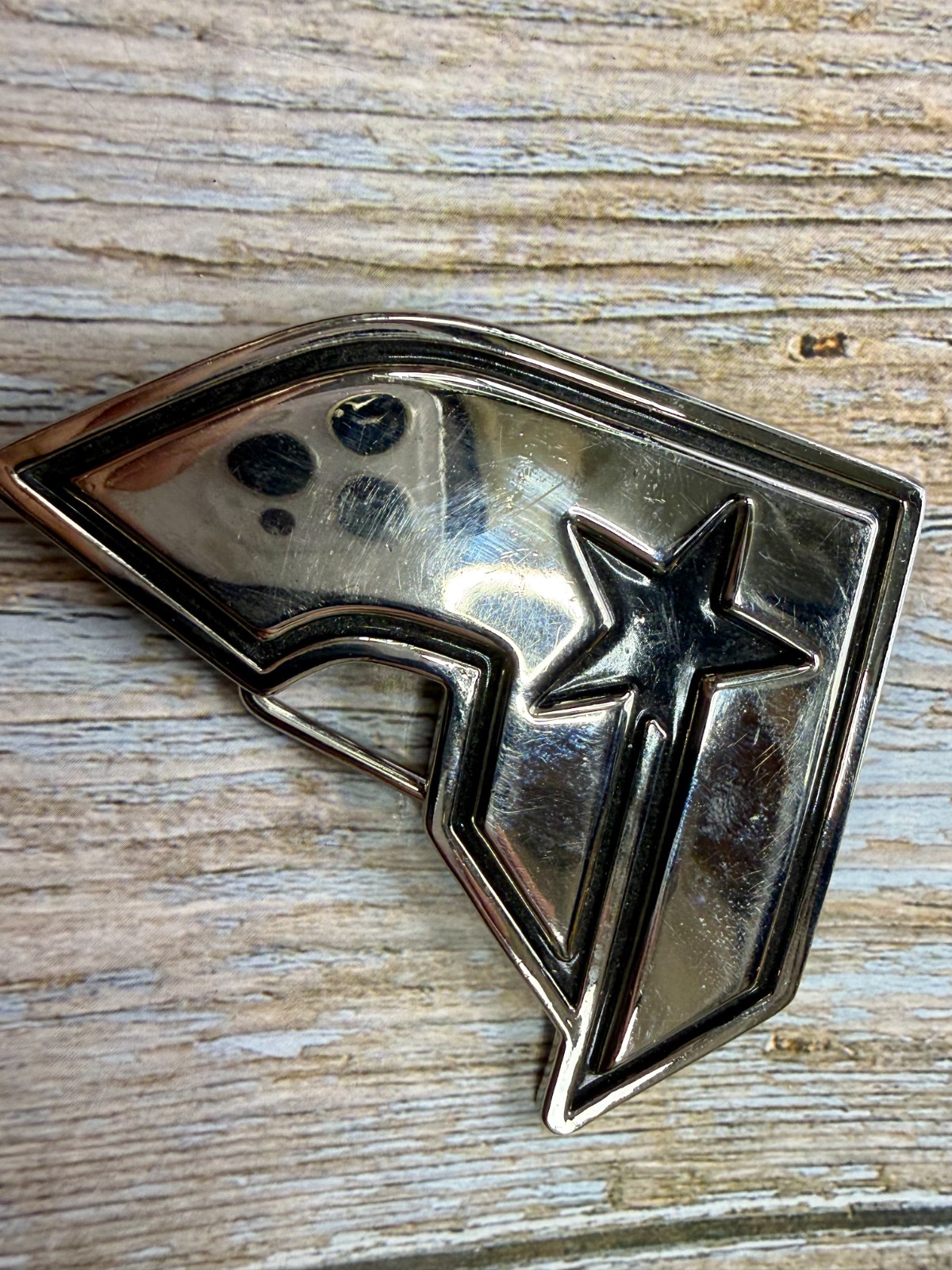 Famous Stars & Straps Silver Black Star Logo Metal Y2K Belt Buckle