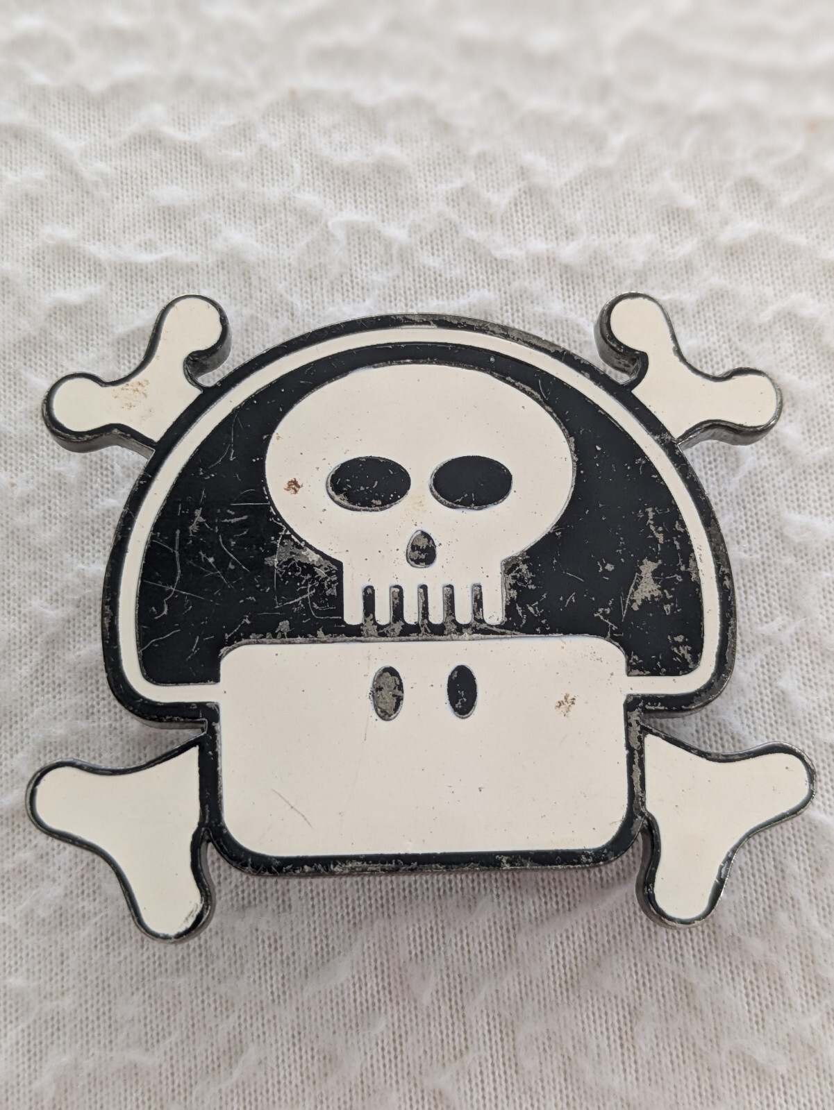 Vintage 2005 Nintendo Power Up Mushroom Skull Belt Buckle White And Black