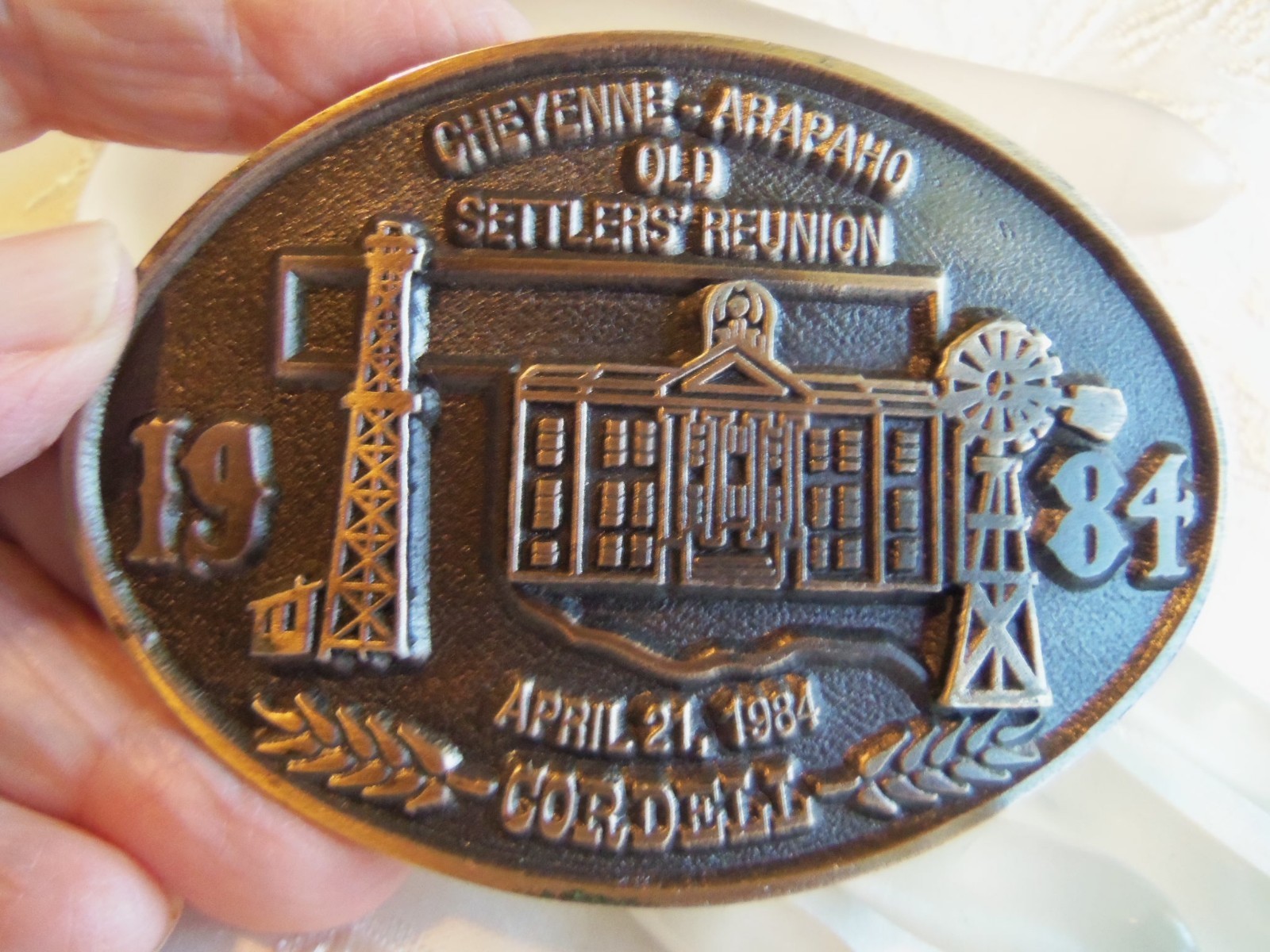 1984 CHEYENNE ARAPAHO SETTERS Oil Rig REUNION CORDEL APRIL 21 UNWORN BRASS