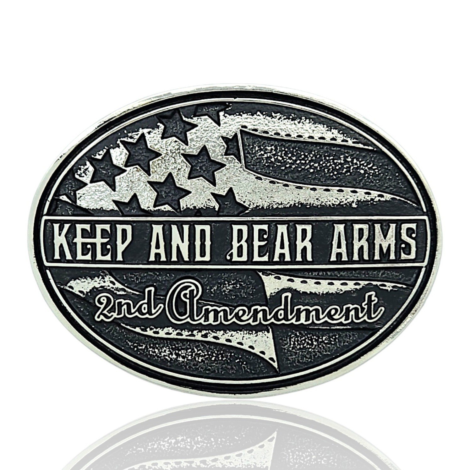 Montana Silversmiths Keep and Bear Arms 2nd Amendment Belt Buckle Silver NEW!