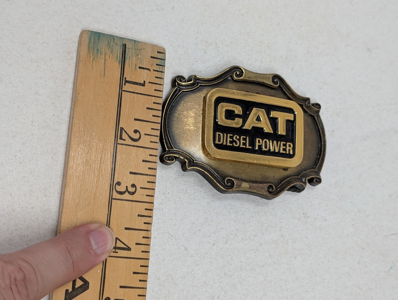 CAT Diesel Power belt buckle 1980 USA Excellent Condition Raintree
