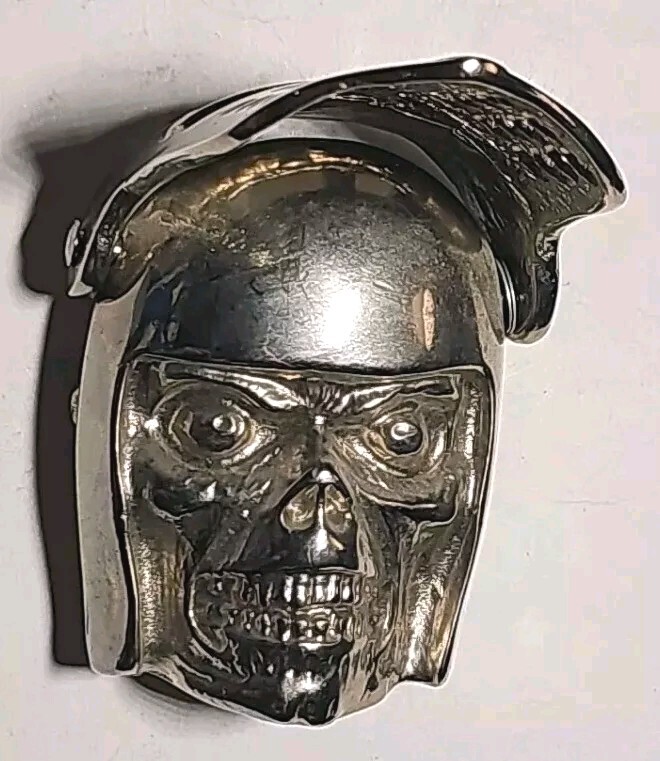 Vintage Knights Helmet & Skull BELT BUCKLE Medieval Armor Heavy Silver-Tone