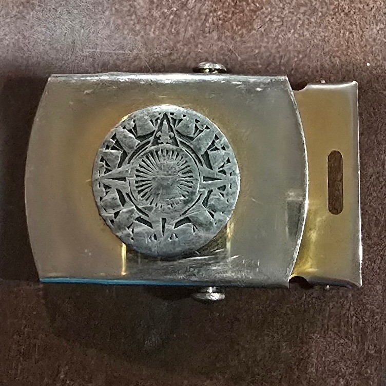 Vintage Solid Brass Military Slider Belt Buckle Made in USA Silver Tone Star