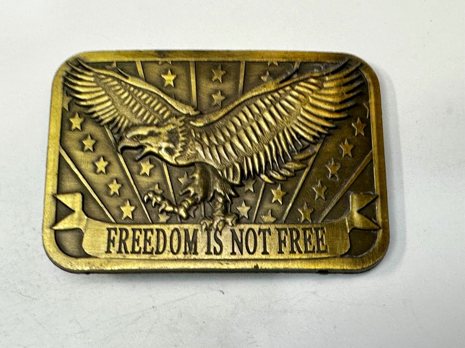 Freedom is Not Free Flying Eagle Stars Stripes Patriot 2014 Sponsor Belt Buckle