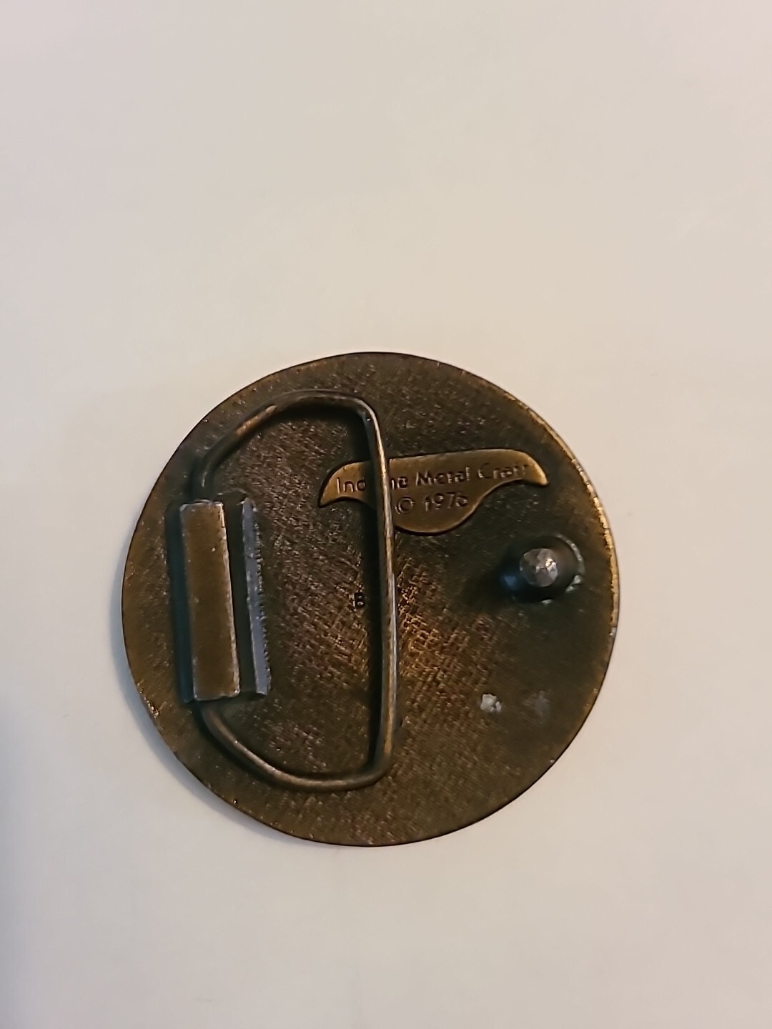 1976 Round 2.5” Flying Ducks Geese Solid Brass Belt Buckle Indiana Metal Craft