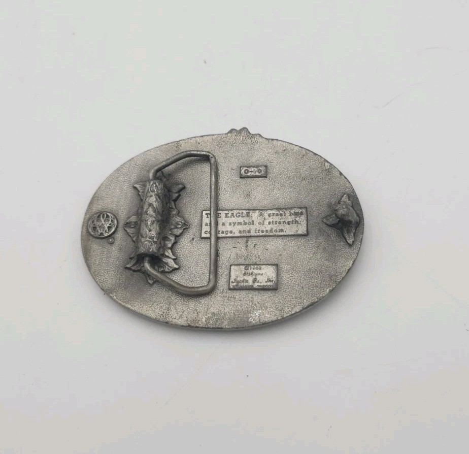 Vintage Siskiyou Eagle Belt Buckle Pewter Mountain Wildlife USA O-18