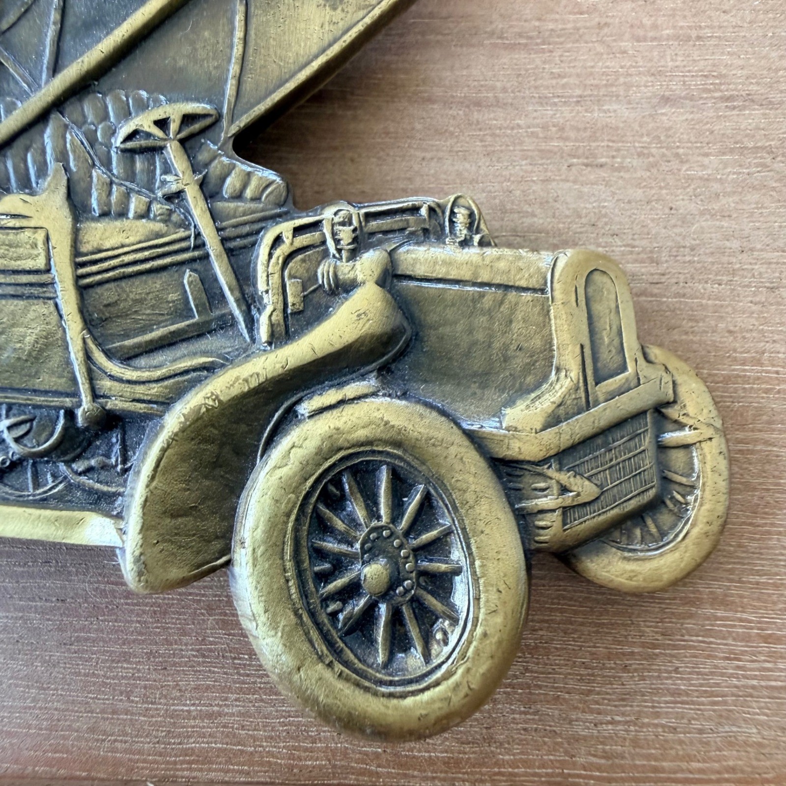 Vintage Stamar Boston Solid Brass Antique Ford Car Belt Buckle Automobile Relief