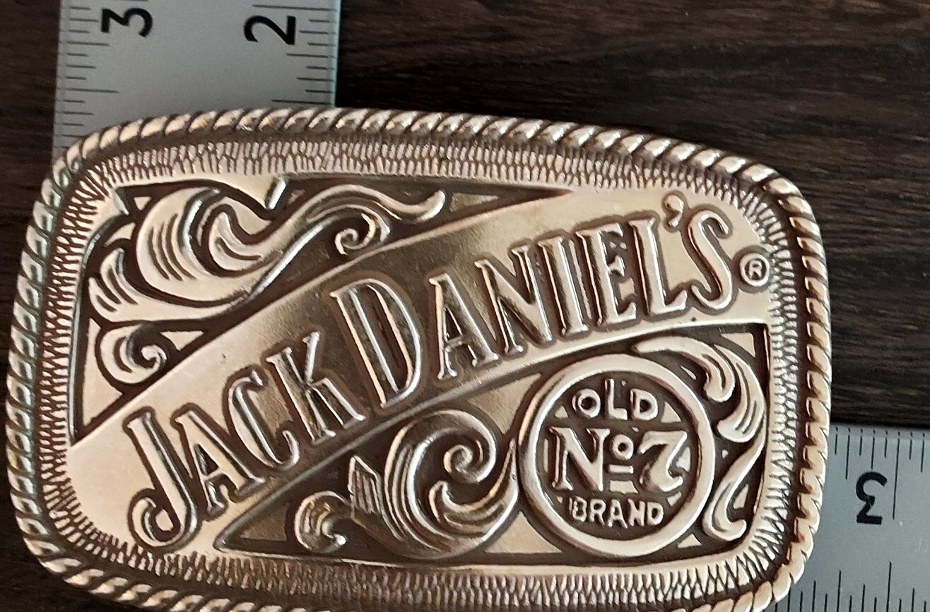 JACK DANIELS Old No. 7 Western Cowboy Silver Pewter Motorcycle Belt Buckle 2005
