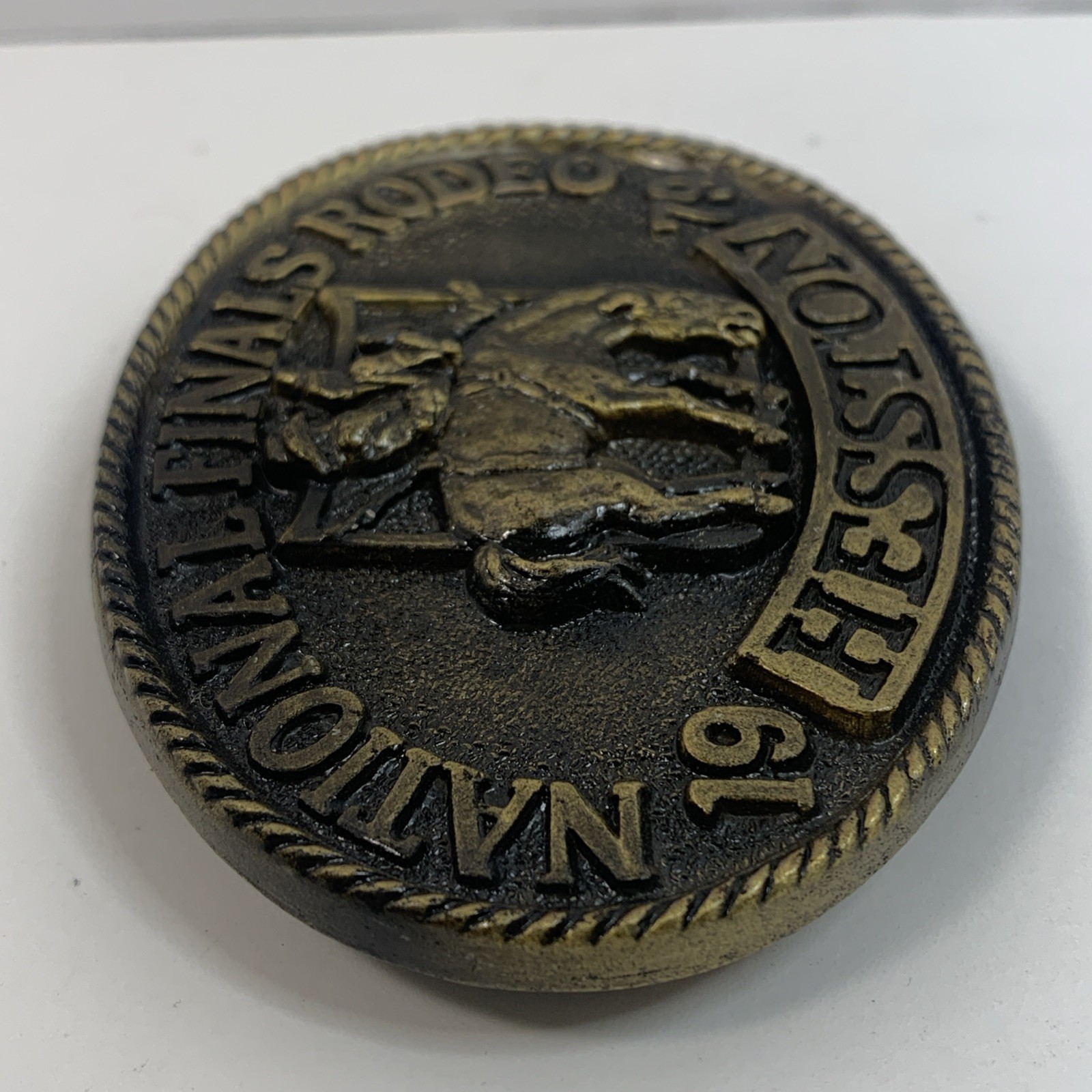 National Finals Rodeo Hesston 1979 NFR Belt Buckle -Brass (5th Edition) Bronco