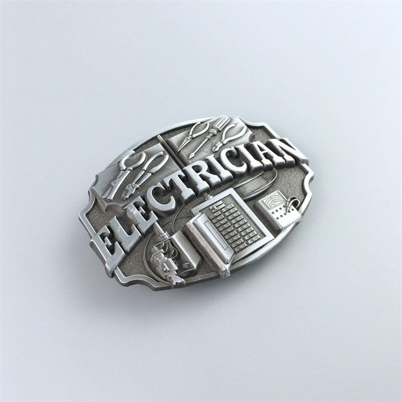 Antique Silver Electrician Trades Tradesman Belt Buckle also Stock in the US