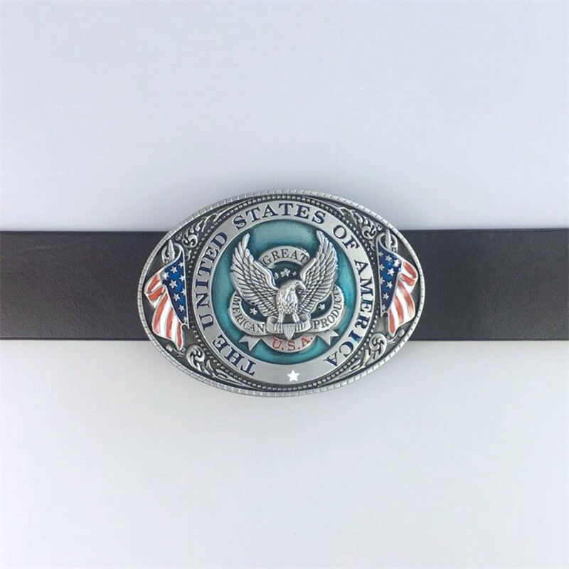 Vintage Style Enamel US Flag Ealge Oval belt buckle also Stock in US