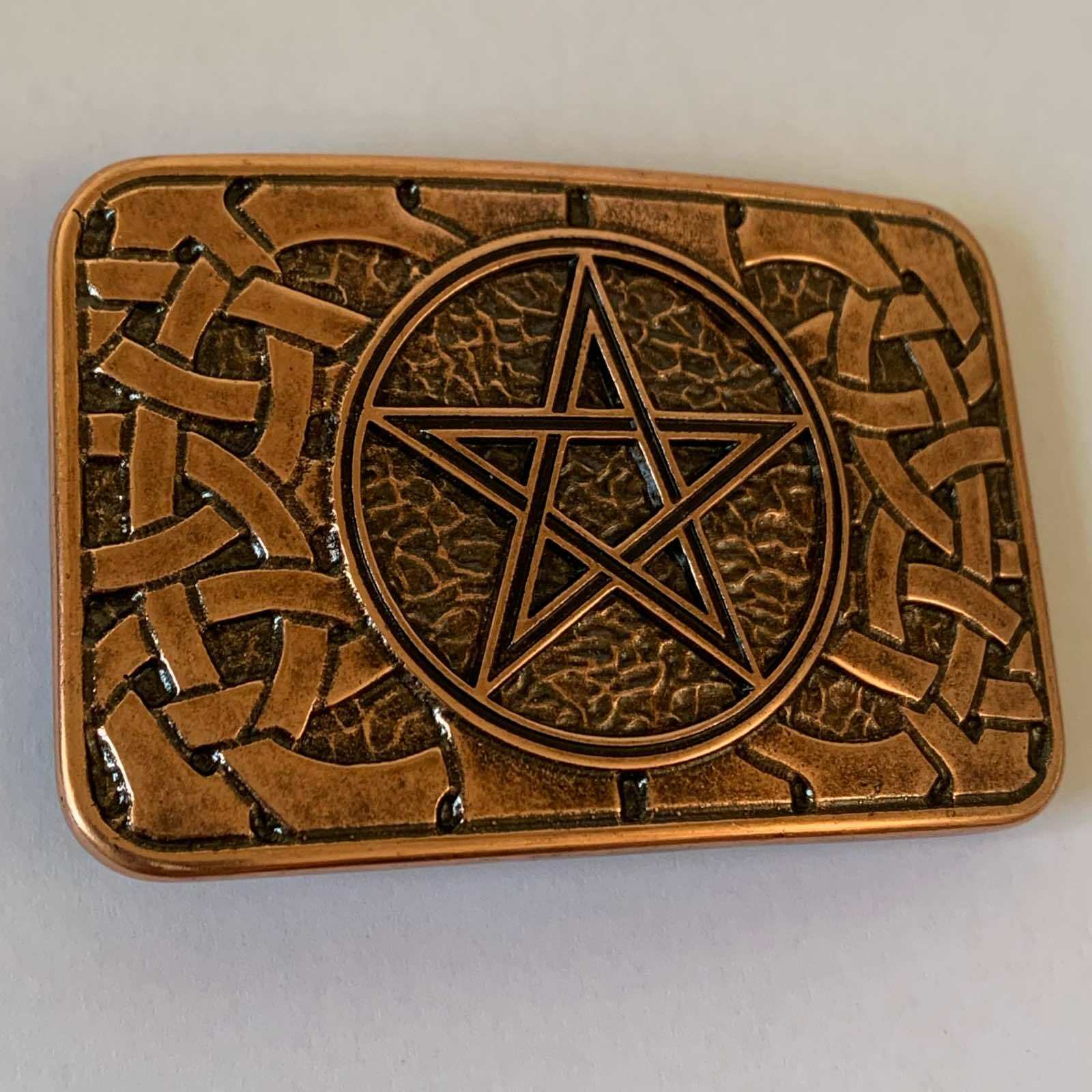 Pentagram Celtic Knot Belt Buckle Five Pointed Star Rectangular Occult Wiccan