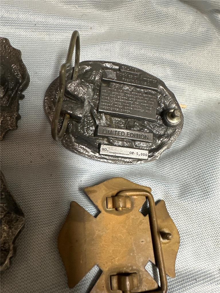 Huge Vintage Firefighter Belt Buckle Lot of Nine Buckles