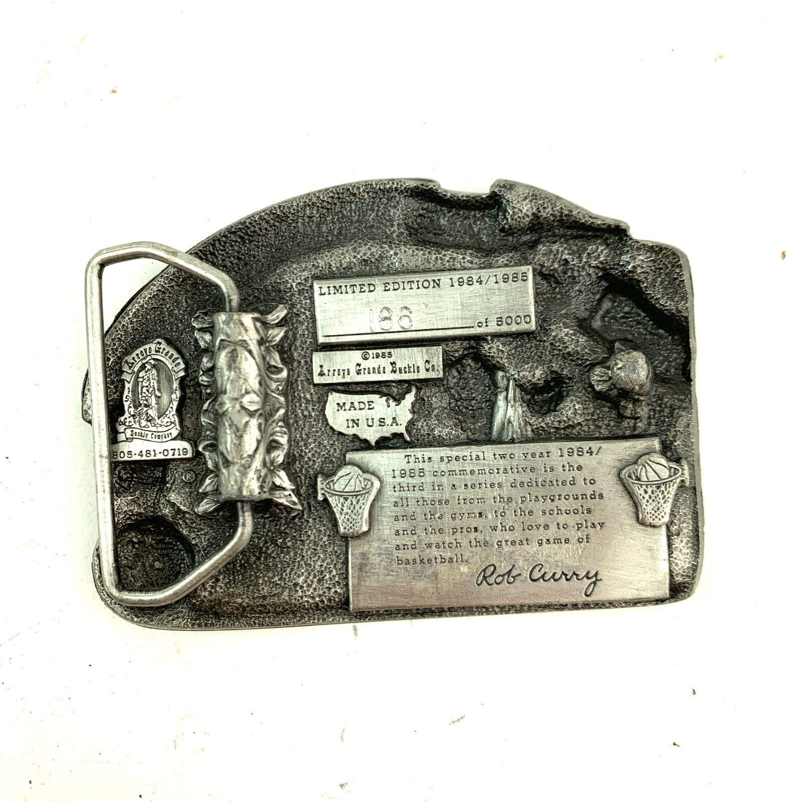 1984 1985 Basketball Commemorative 3D Metal Belt Buckle Arroyo 186/5000
