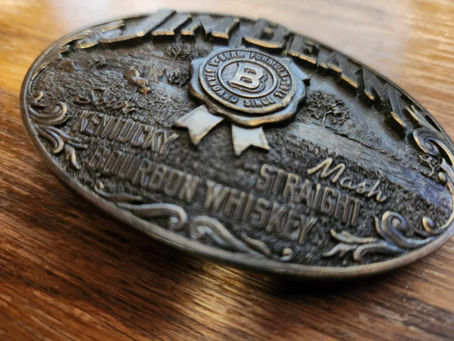 Vintage Jim Beam 1993 Limited Edition Belt Buckle Kentucky Bourbon Brass USA