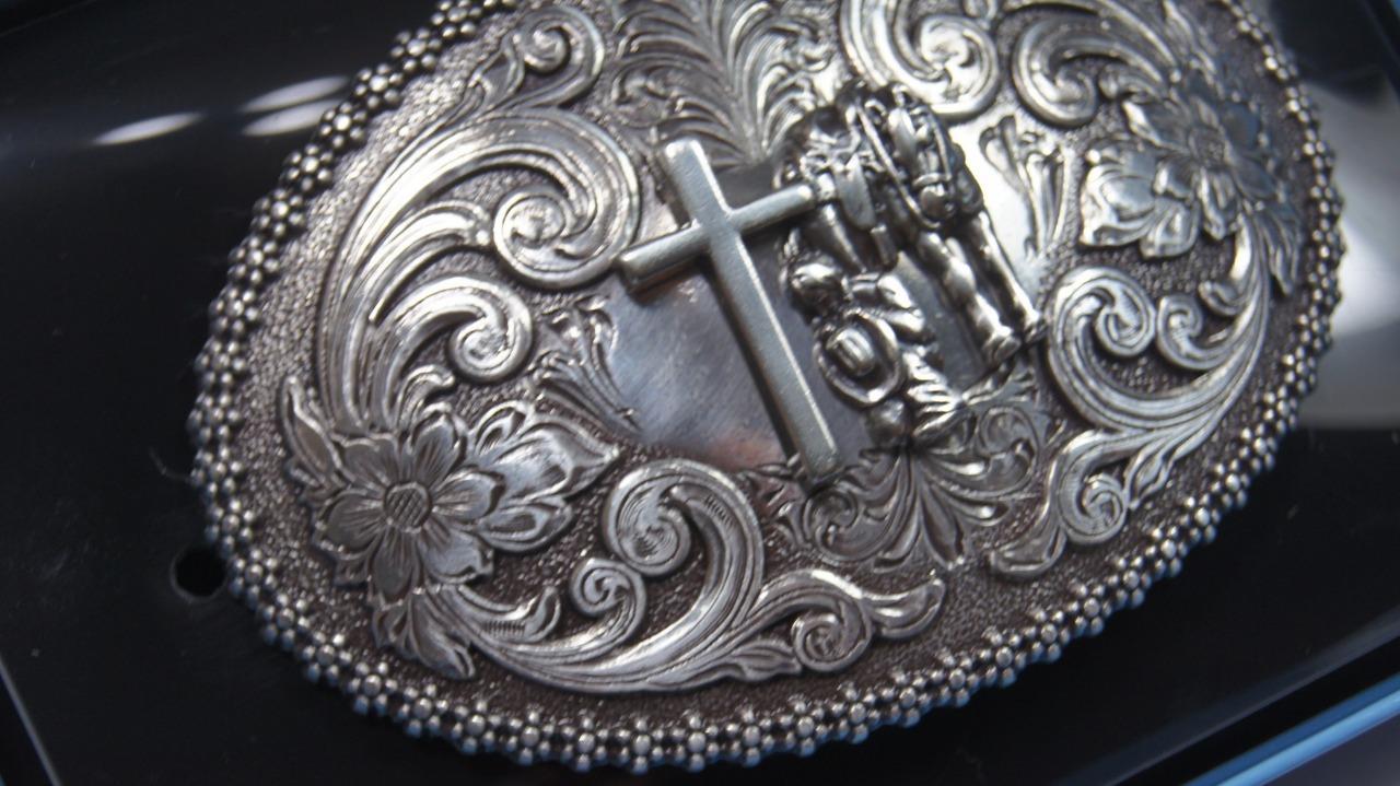 Nocona Cowboy Praying at the Cross Belt Buckle M & F Western 3707259