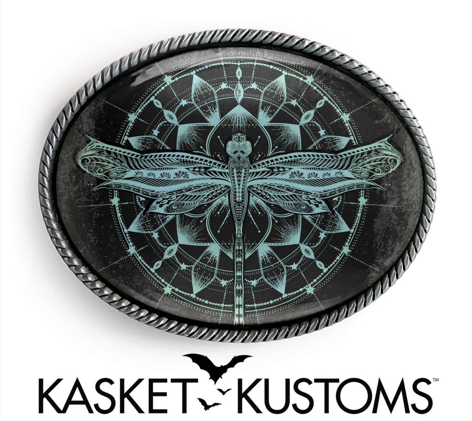 Dragonfly Belt Buckle – Esoteric Floral Mandala Handmade Boho Buckle – 125