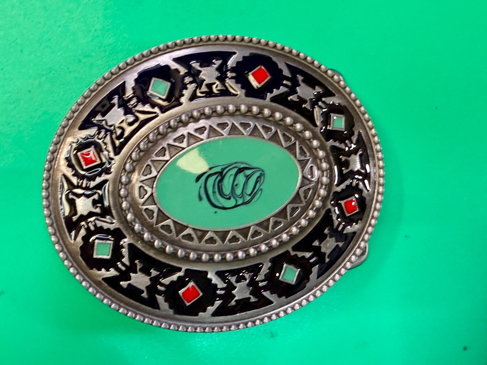 Southwestern Style Native Indian Tribal Art Pattern Enameled Colors Belt Buckle