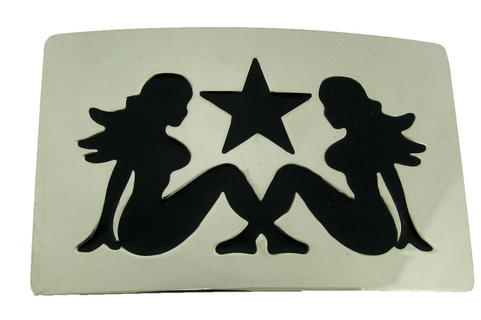 Mud Flap Girl Trucker Biker Pin UP Belt Buckle Silver Chrome Metal Men Women New