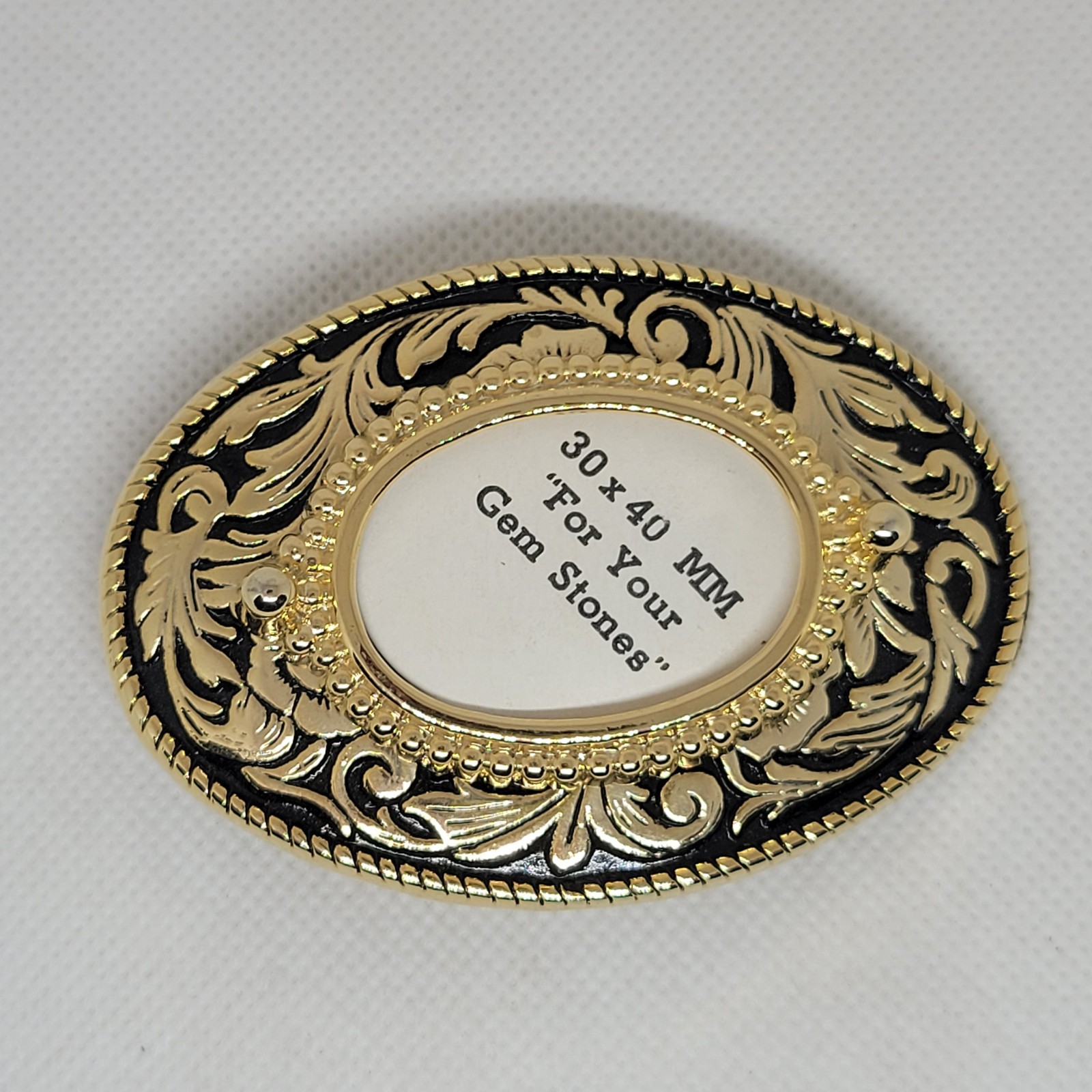 Vintage belt buckle WESTERN cowboy USA made Gem Stone Space with Bezel