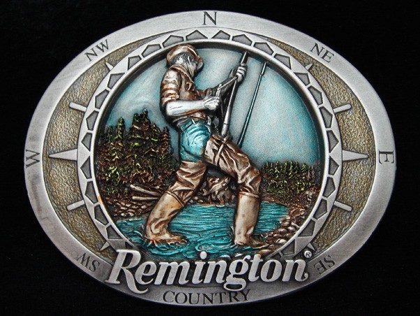 PF19161 *NOS* 2002 **REMINGTON COUNTRY** COMPANY FISHING & HUNTING PEWTER BUCKLE