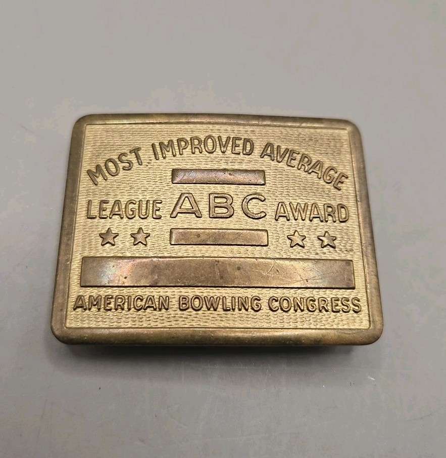 American Bowling Congress Belt Buckle Most Improved Average Award Vintage