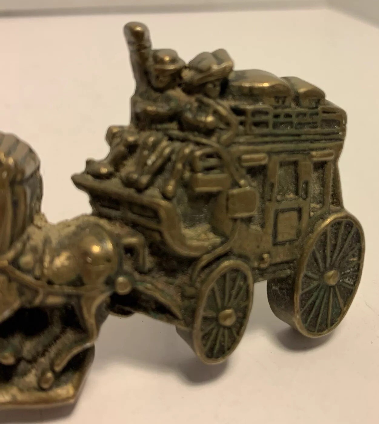 Vintage Belt Buckle, Western Themed, Wagon & Horses 1979 Baron, Heavy Brass.