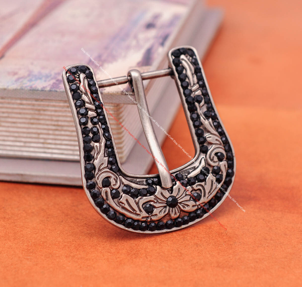 Black Crystal Rhinestone Western Cowboy Rodeo Belt Buckle Set Fit 30MM Strap