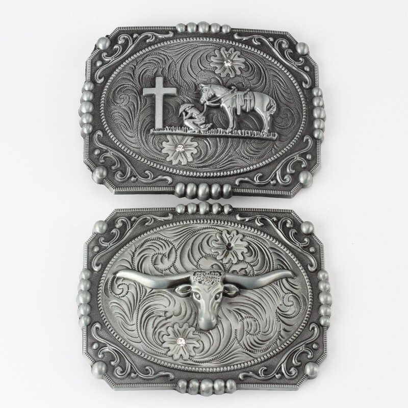 Cross Horse Belt Buckle Western Cowboy Motorcycle Riding Belt Buckle