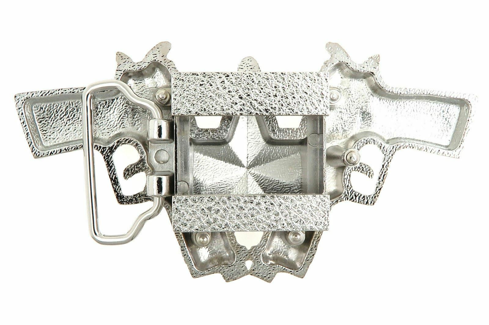 Chrome Guns & Star Lighter Holder Belt Buckle