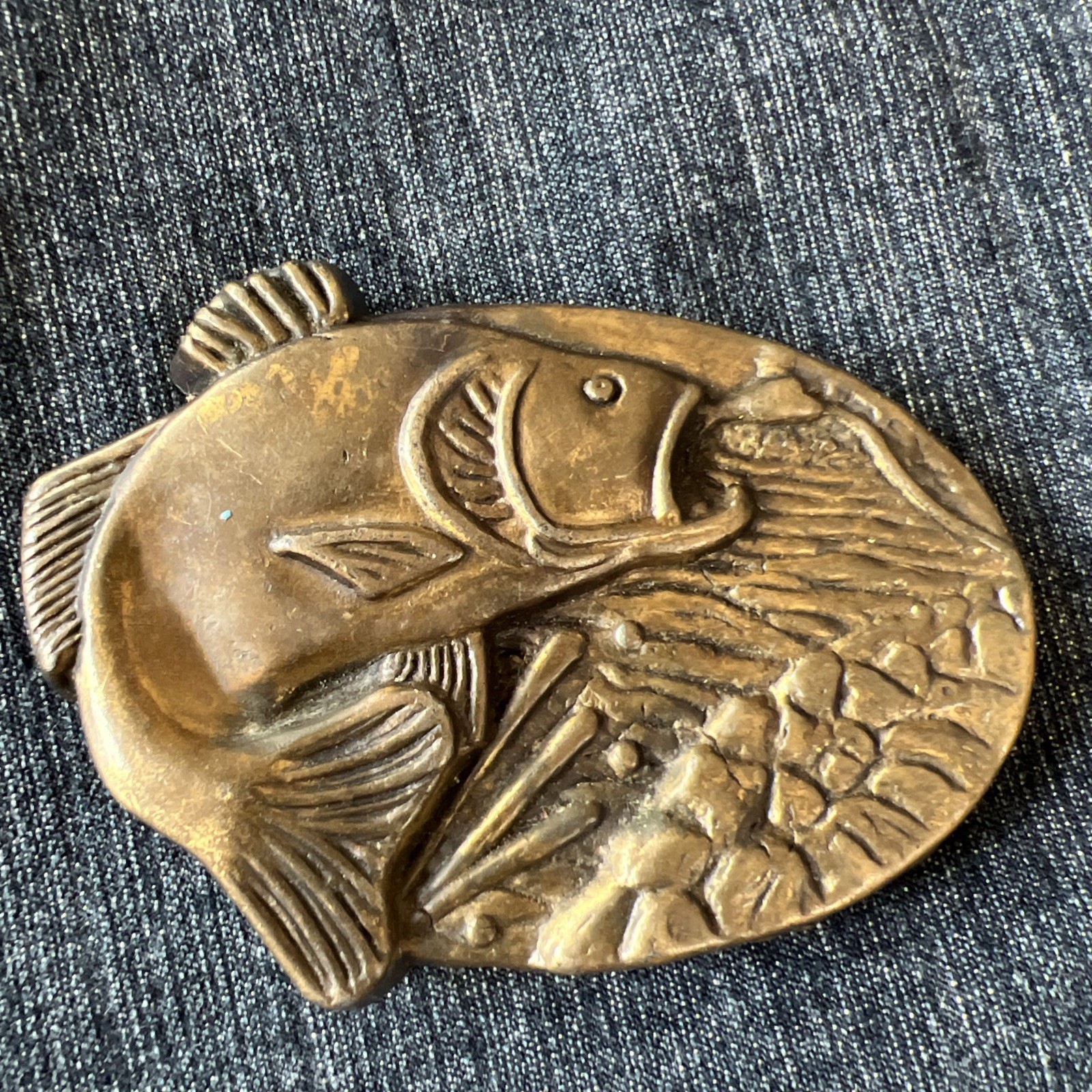 MBCI Solid Brass Fish Belt Buckle | Made in USA | 1970s Fishing Buckle Vintage