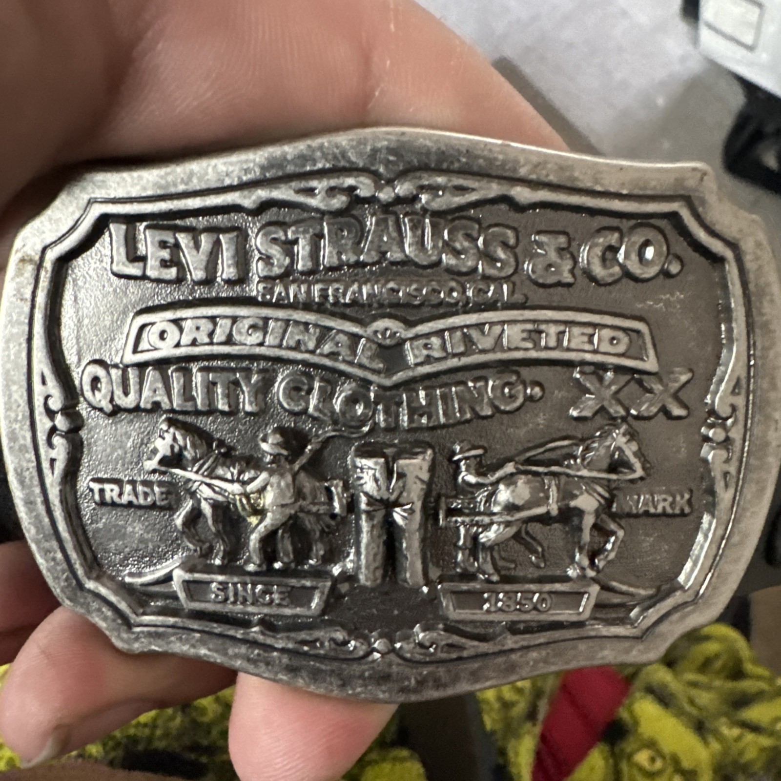 Vintage Levi Strauss & Co. Two Horse Brand Limited Edition Belt Buckle Logo