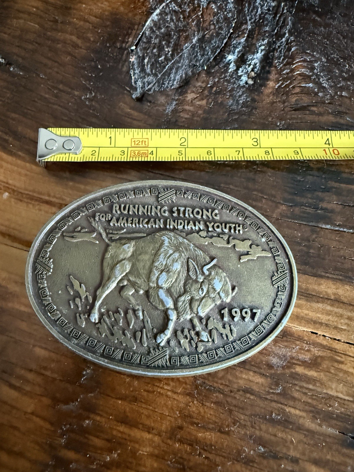 1997 Running Strong For American Indian Youth Belt Buckle Buffalo