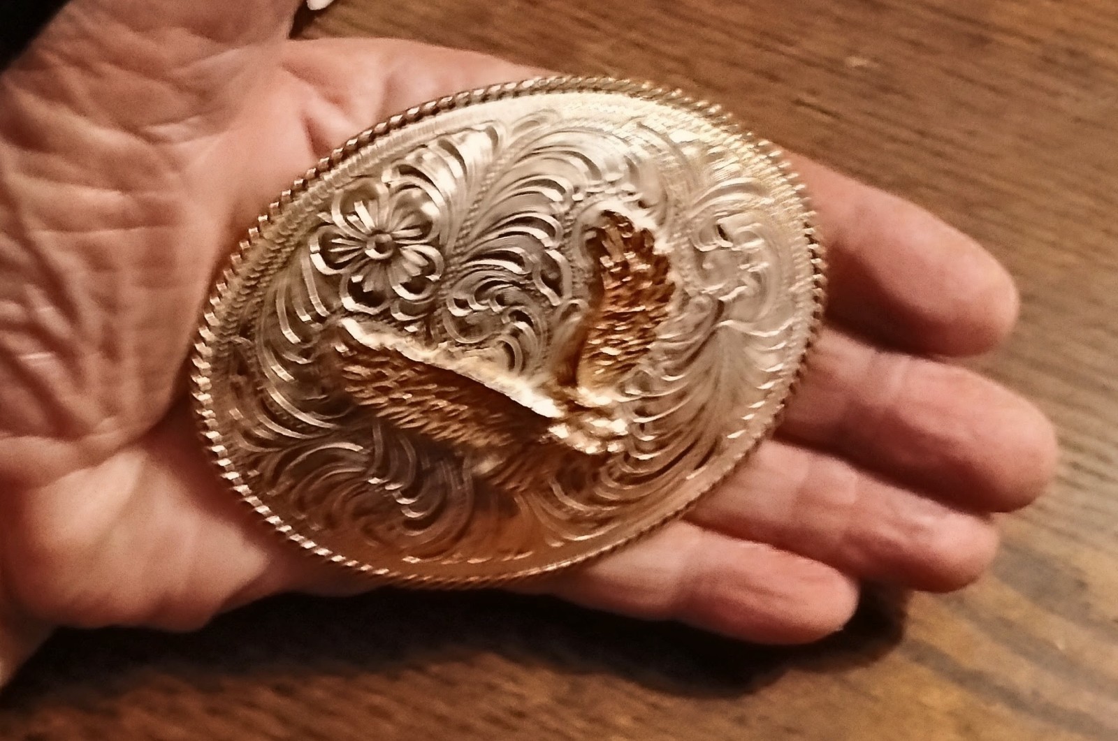 Crumrine Jewellers Silver Plate Eagle Patriotic Belt Buckle New in box