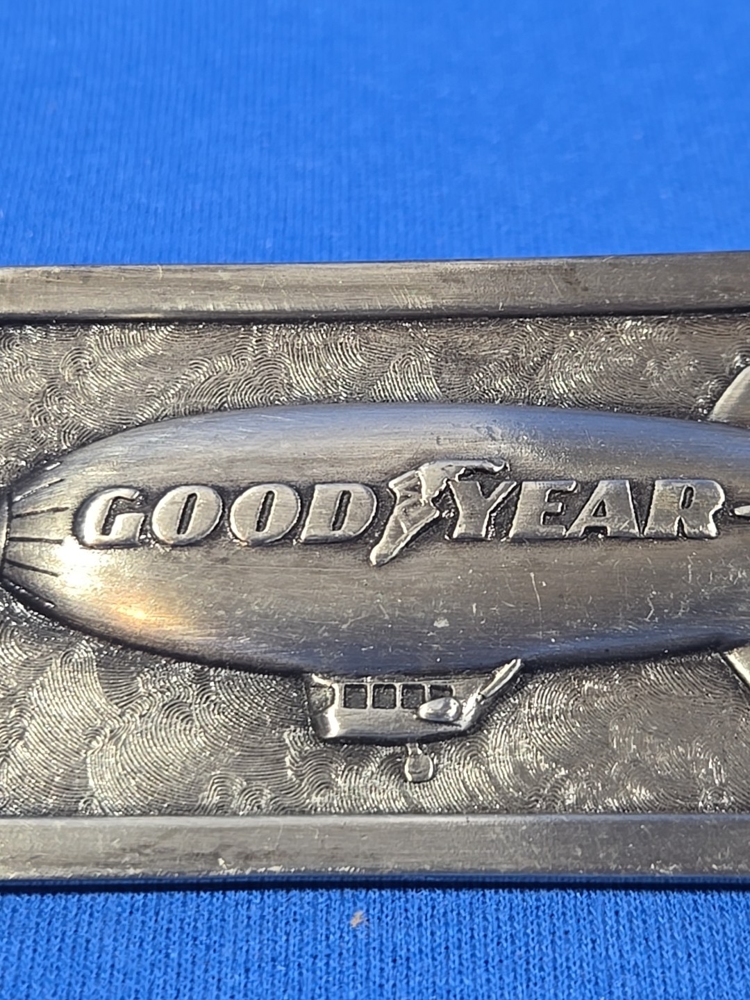 Vintage 1974 Goodyear Tire and Rubber Company Blimp Belt Buckle MARKED REPRO