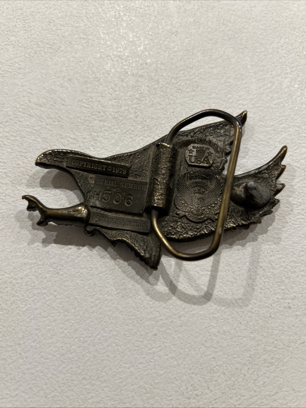 Vtg Flying Eagle Metal Belt Buckle Rare 506 USA Made Nature Patriotic Wildlife