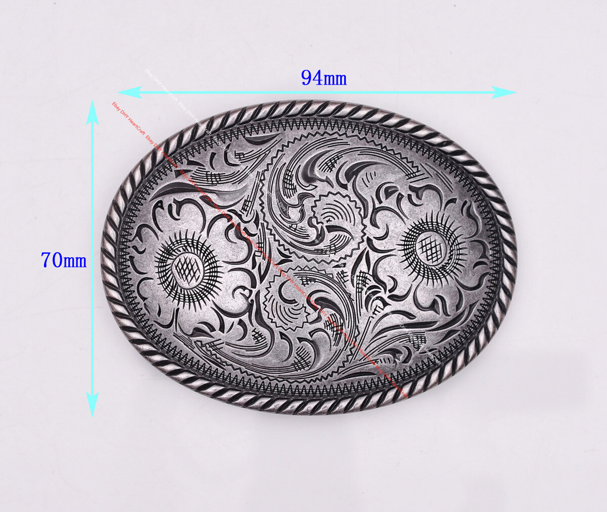 51MM Vintage Silver Cowboy Ranger Floral Carved Western Belt Buckle fit 2&Prime; Strap