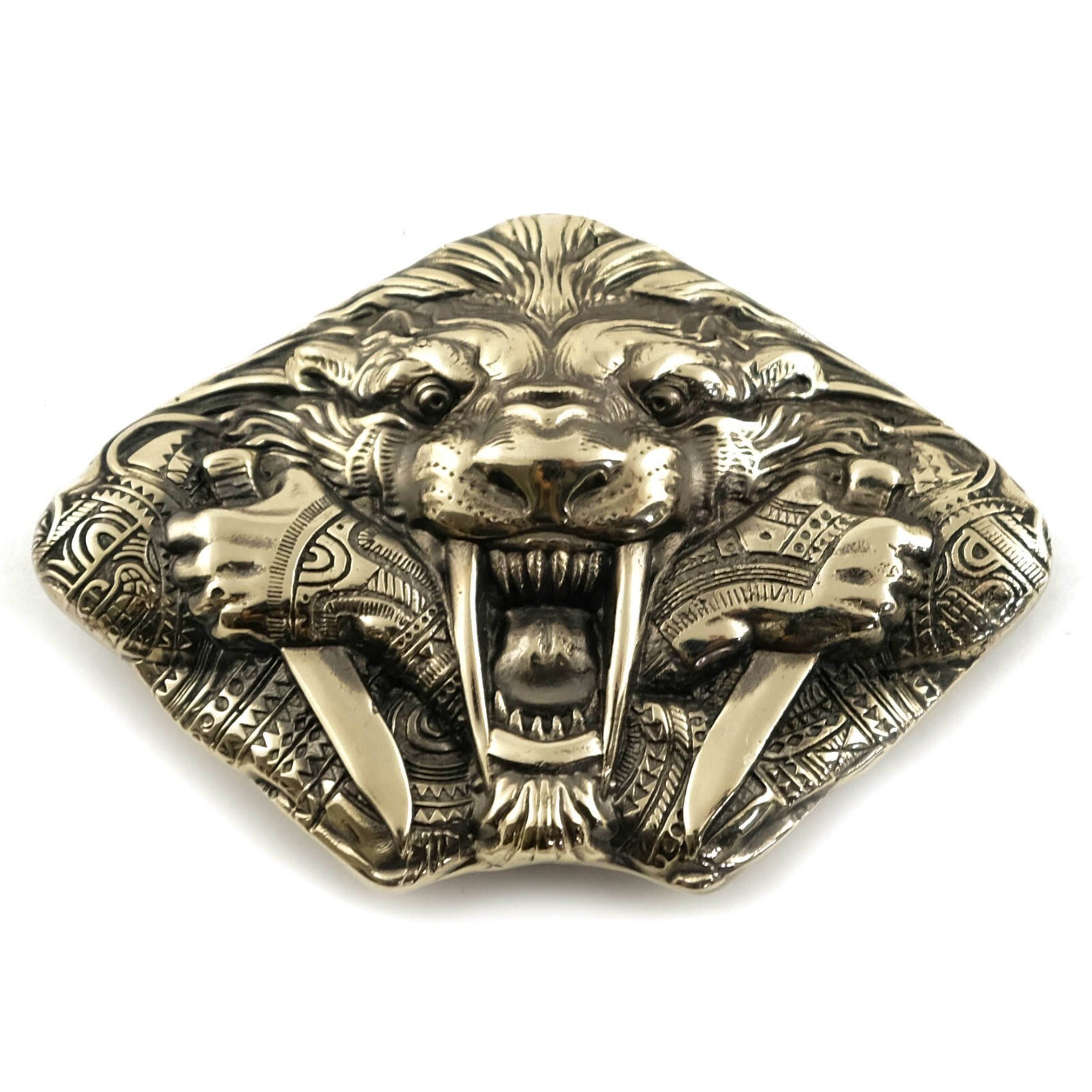 German silver belt buckle Steel fangs, Saber toothed cat buckle, tiger buckle
