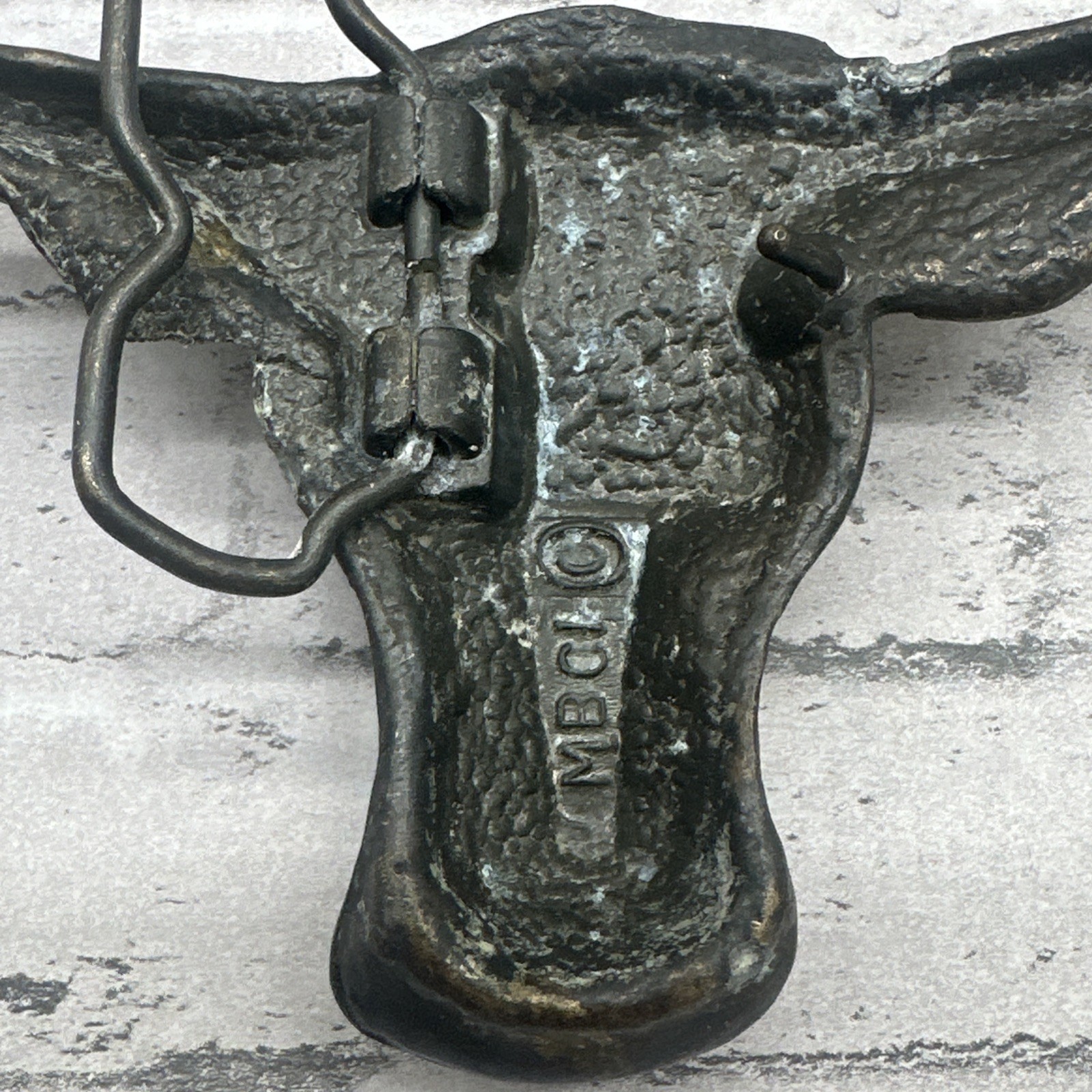 Vintage 1970s Brass MBCI Longhorn Steer Head Belt Buckle 6&Prime; Wide