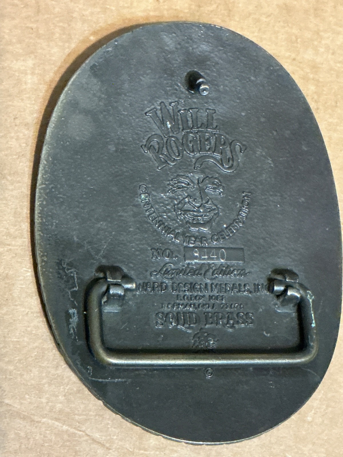 Vintage Will Roger’s Centennial 1879-1979 #8440 Solid Brass Belt Buckle
