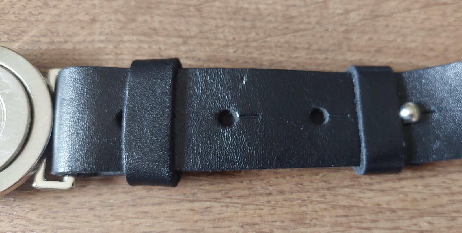 Belt, buckle similar to that of a scout, leather black size 107 cm/42 in, new UK