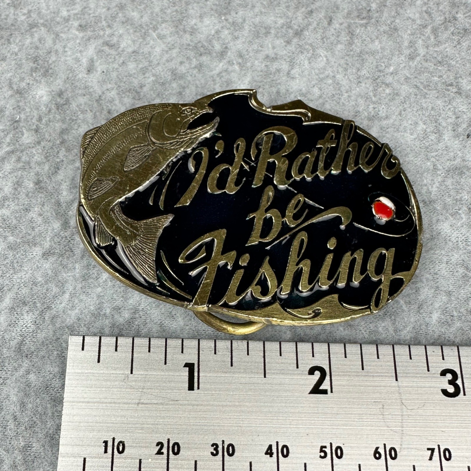 Vtg 1985 The Great American Buckle Co I&rsquo;d Rather Be Fishing Trout Belt Buckle