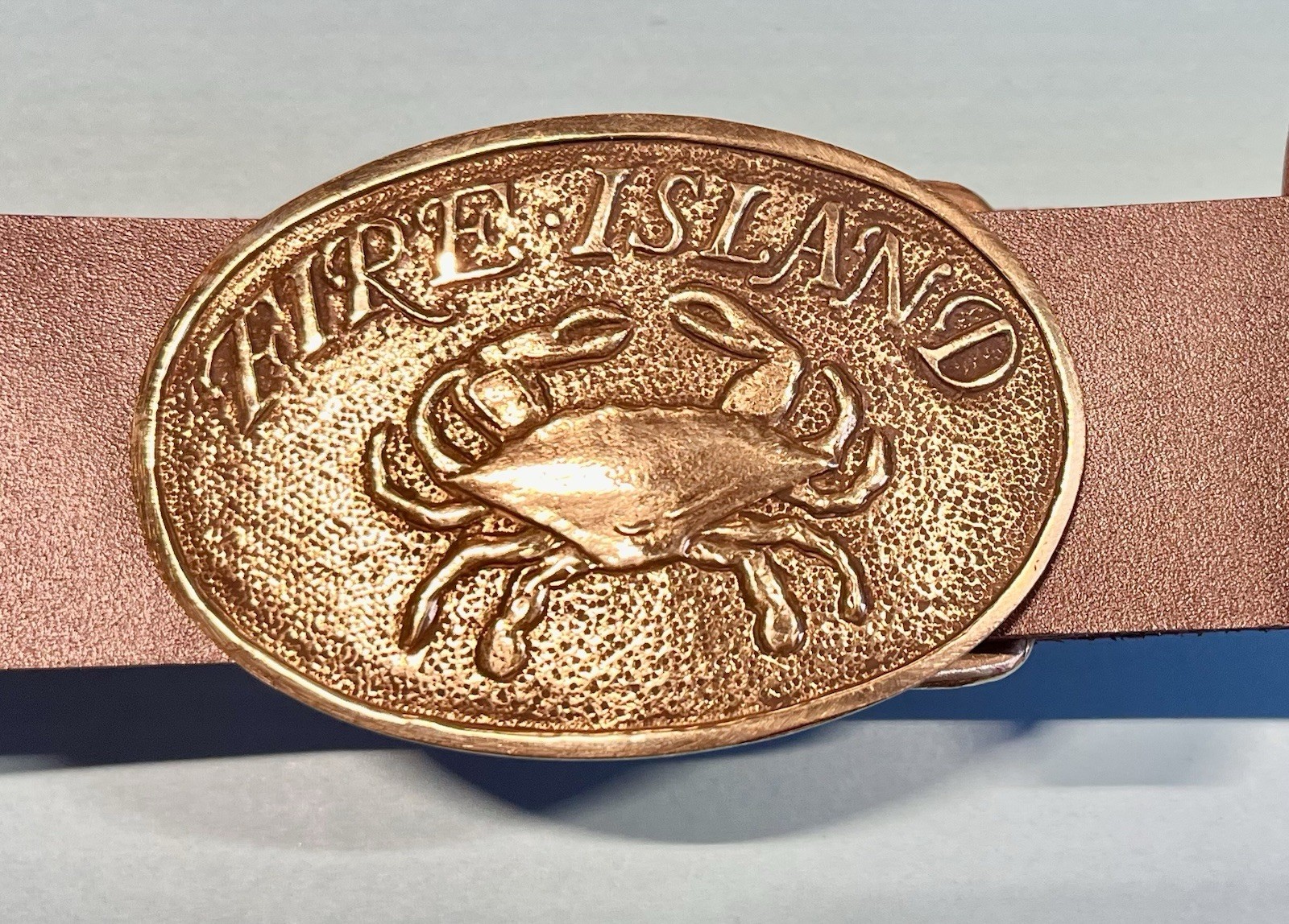 Fire Island Blue Claw Crab Buckle, By Bonfe Leather.