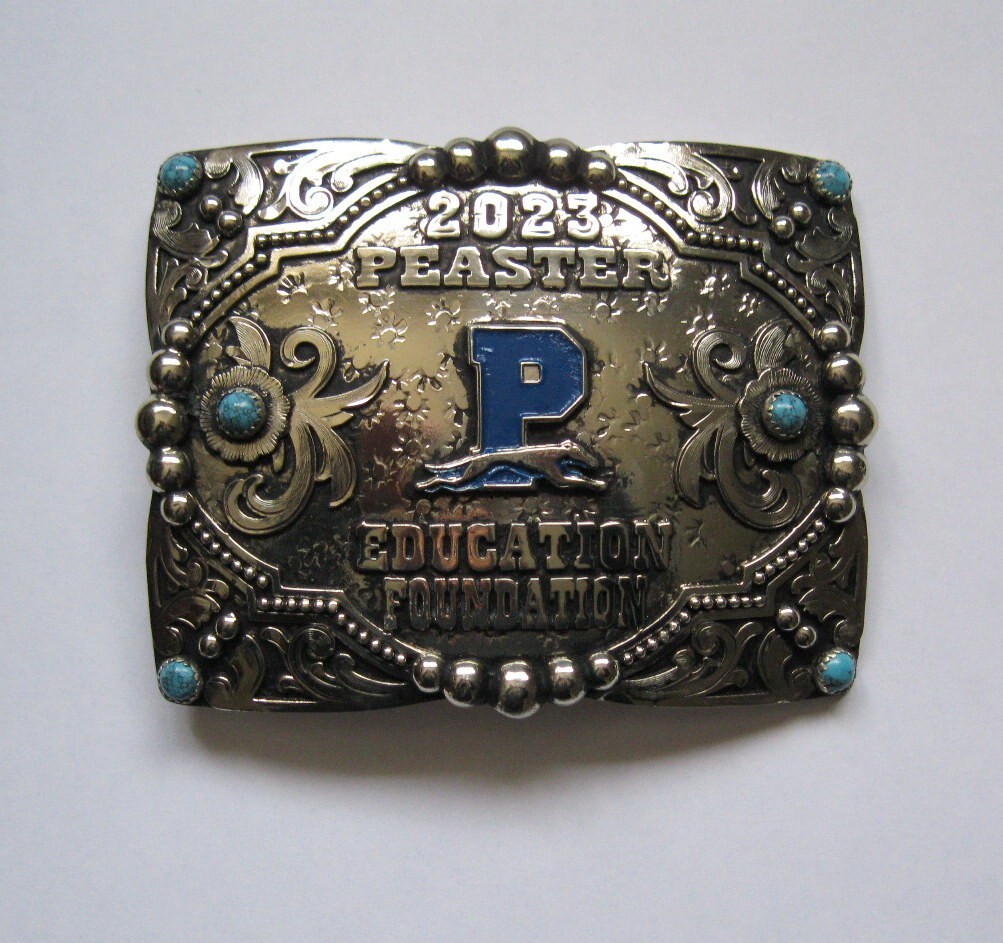 New Shea Michelle 2023 Peaster Education Foundation Belt Buckle 3 1/2&Prime; x 4 7/8&Prime;