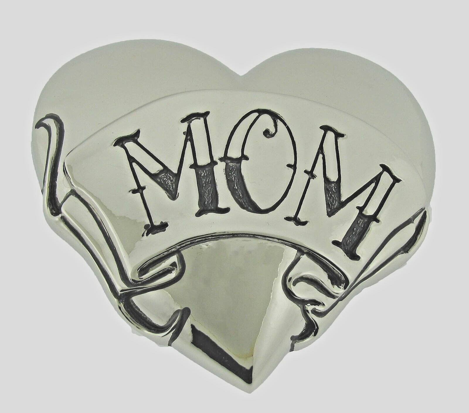 Best Mom Ever Belt Buckle Heart Shaped Mom Mother Day Gift Silver Metal Western