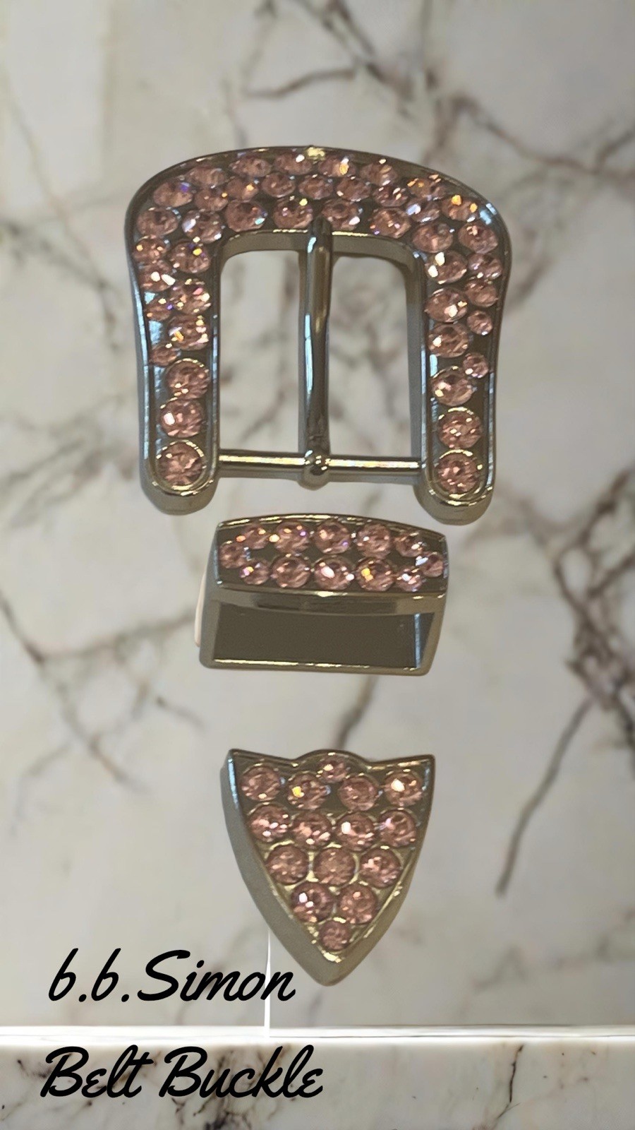 B.B. Simon Full Crystal Belt Buckle Swarovski Rose Crystals